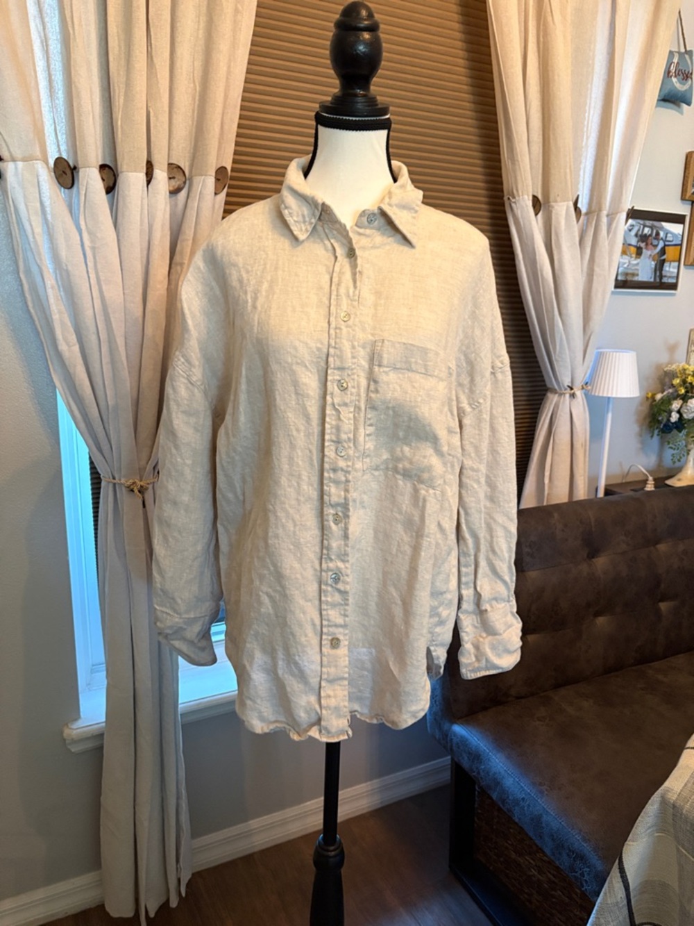 Linen Cream Button-Up Shirt